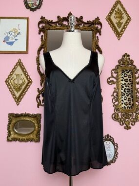 Vintage Lorraine Black Lingerie Cami Camisole Top 42 Large XL